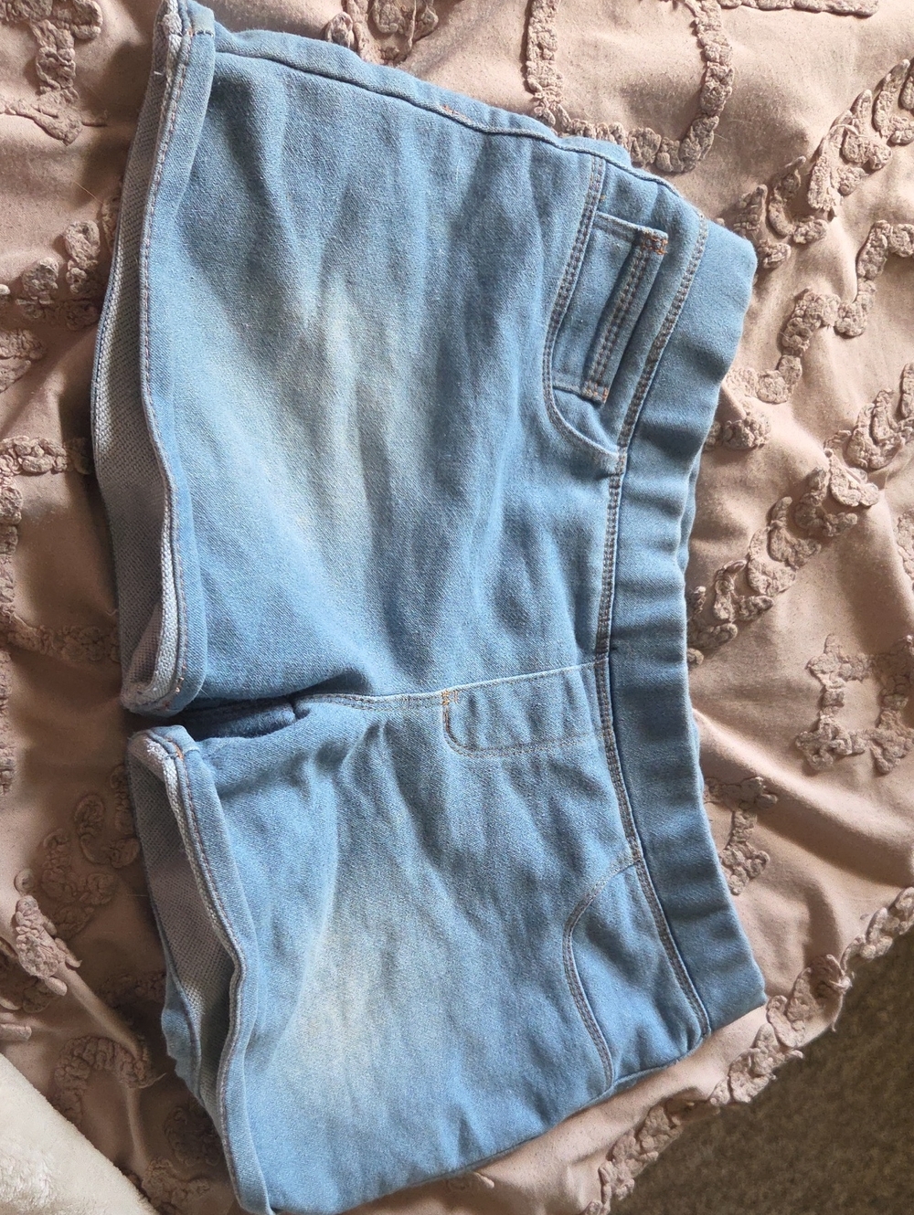 Light Blue Women's Denim Shorts with Stretch Waistband